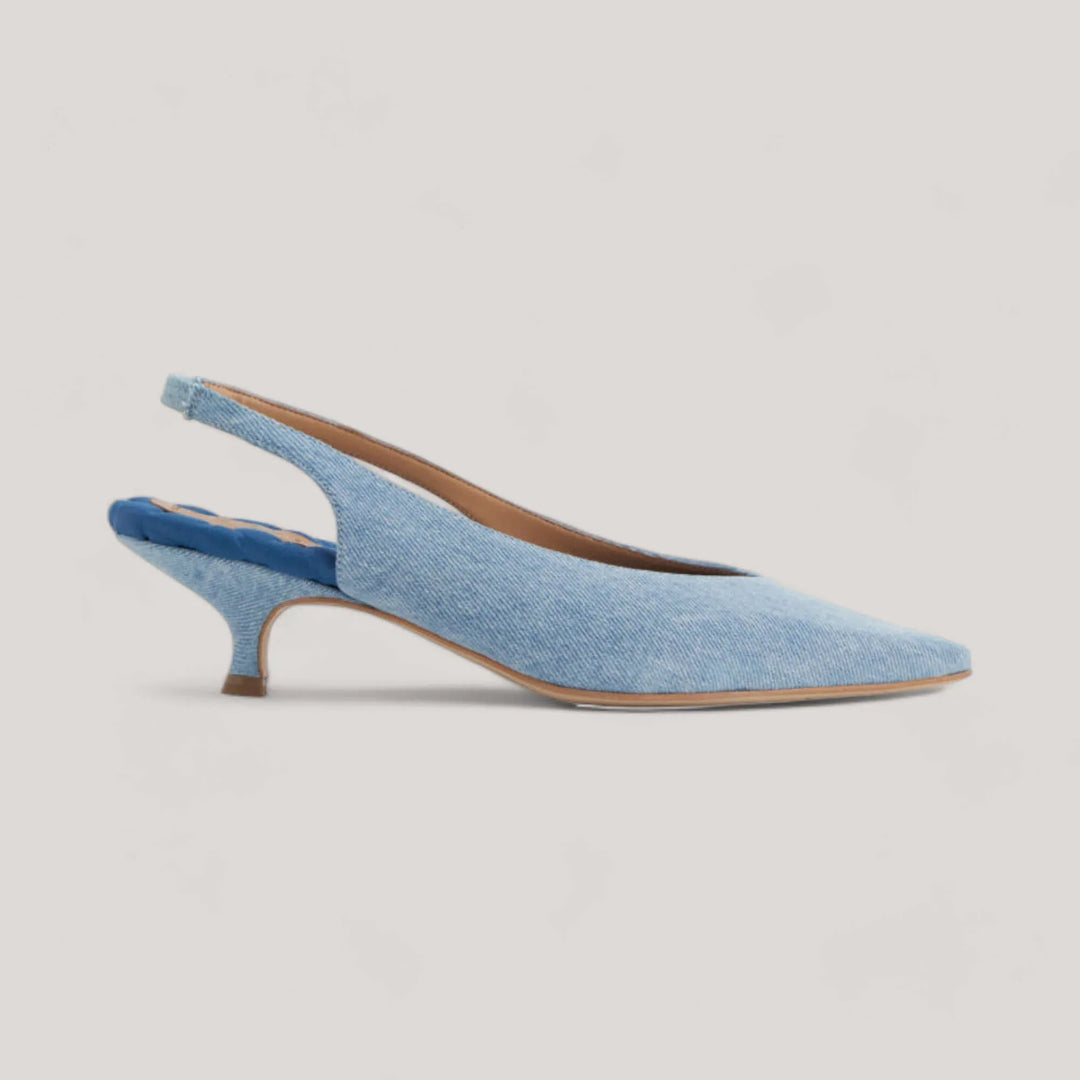 SILVANA Blue Denim Kitten Heel Pump | AERA New York
