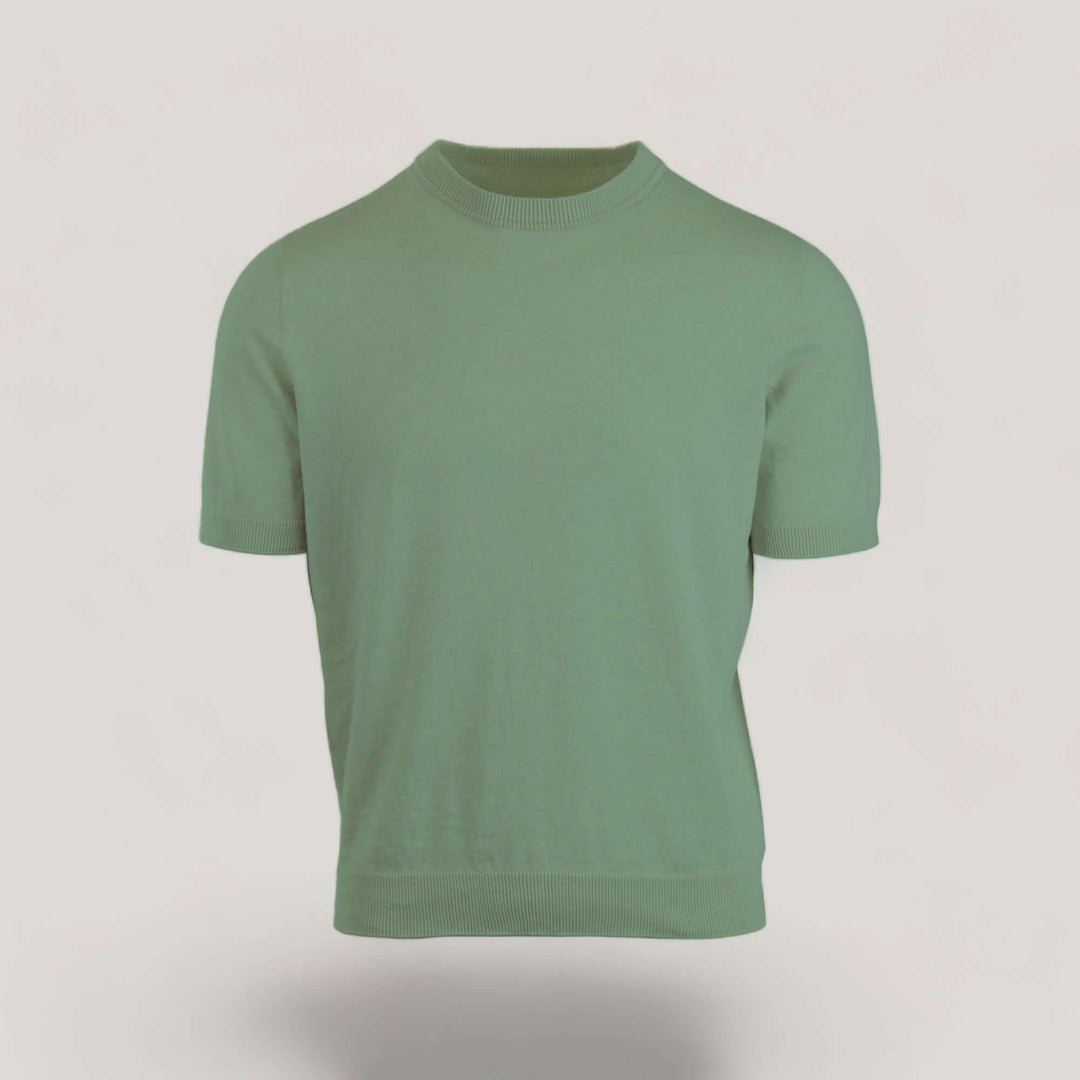 TULLY | Egyptian Cotton Short Sleeve Crewneck Sweater | COLOR: ATLANTIDE |3D Knitted by ALLTRUEIST