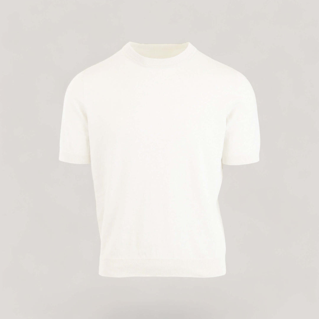 TULLY | Egyptian Cotton Short Sleeve Crewneck Sweater | COLOR: BIANCO |3D Knitted by ALLTRUEIST