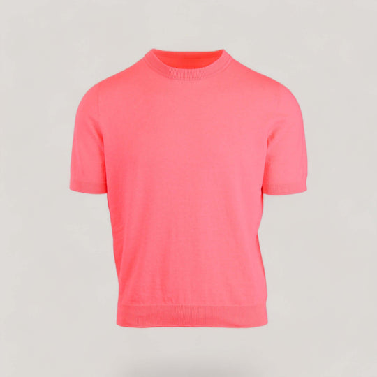 TULLY | Egyptian Cotton Short Sleeve Crewneck Sweater | COLOR: CORALLO |3D Knitted by ALLTRUEIST