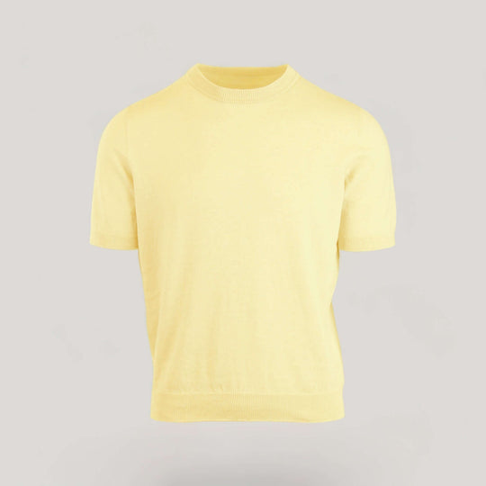 TULLY | Egyptian Cotton Short Sleeve Crewneck Sweater | COLOR: CREMA |3D Knitted by ALLTRUEIST