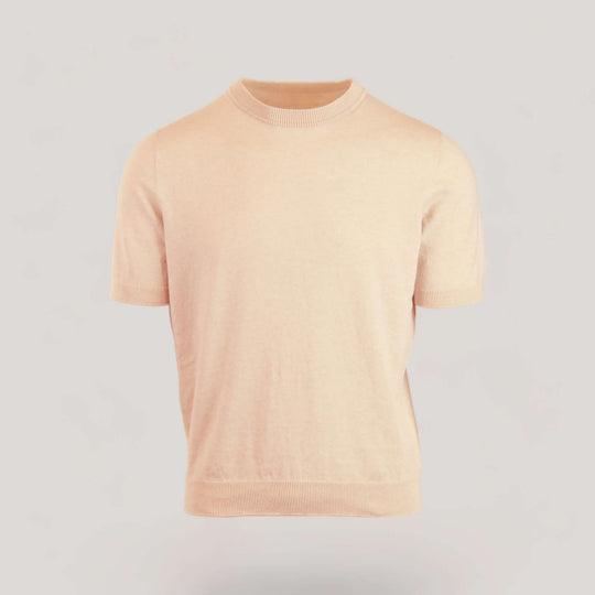 TULLY | Egyptian Cotton Short Sleeve Crewneck Sweater | COLOR: PELLE |3D Knitted by ALLTRUEIST