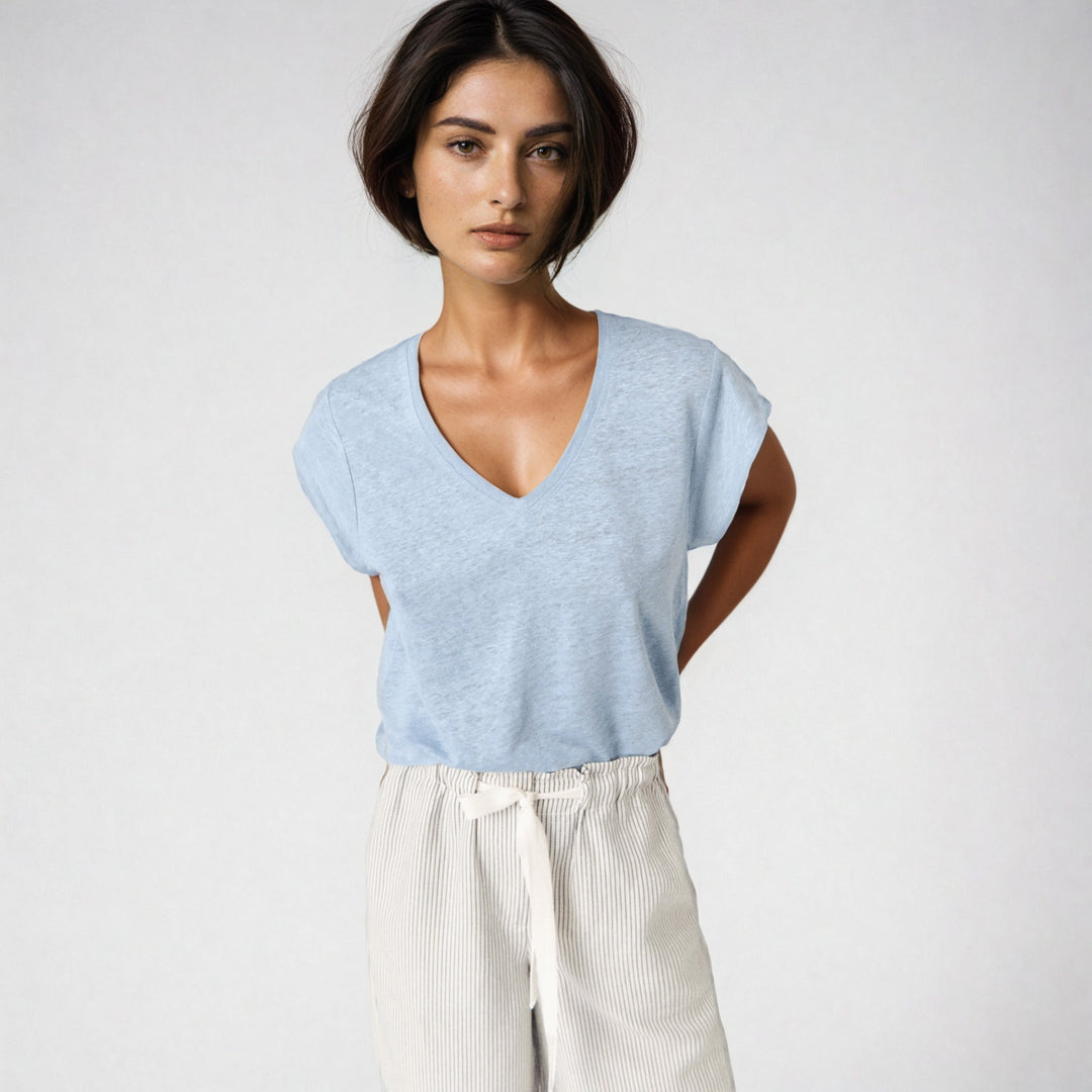 Vie - Linen T-Shirt - Dusty Blue | Women's | Women's Clothing | Ecoalf | ALLTRUEIST