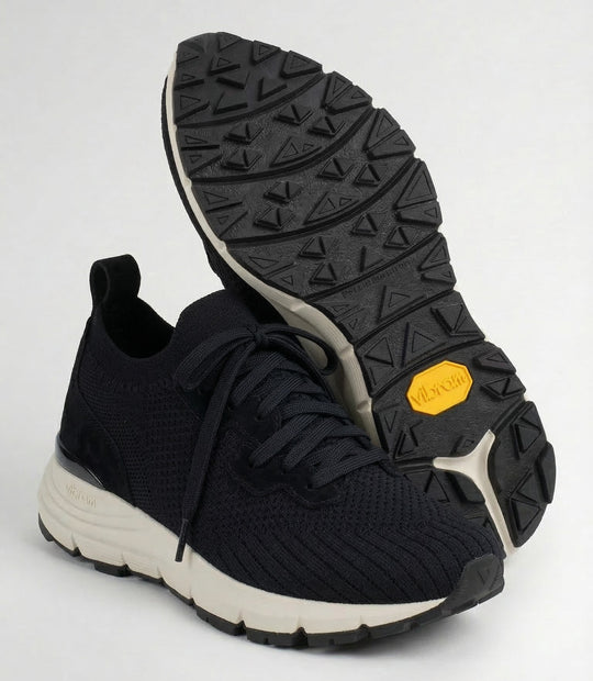 VEYON | Knitted Trainer - Black Suede | Men's
