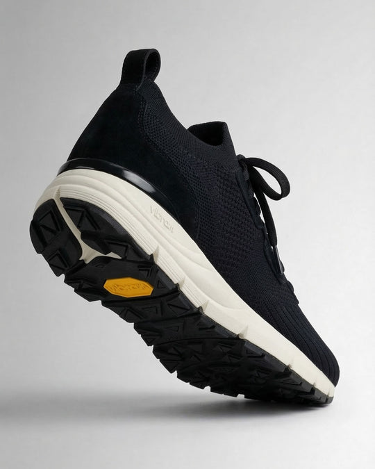 VEYON | Knitted Trainer - Black Suede | Men's