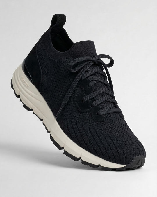 VEYON | Knitted Trainer - Black Suede | Men's