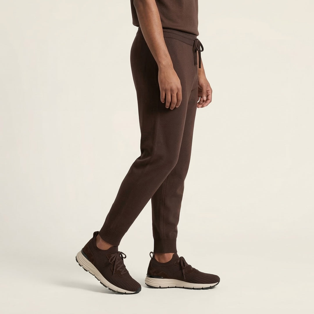 VEYON | Knitted Trainer - Brown Suede | Men's