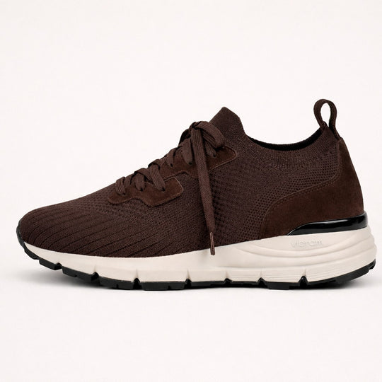 VEYON | Knitted Trainer - Brown Suede | Men's