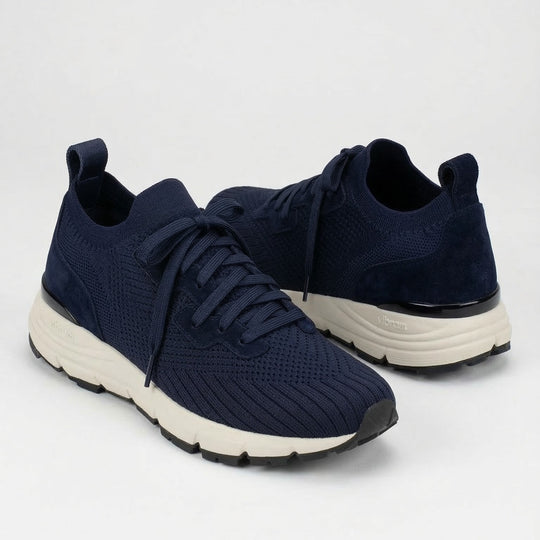 VEYON | Knitted Trainer - Navy Suede | Men's