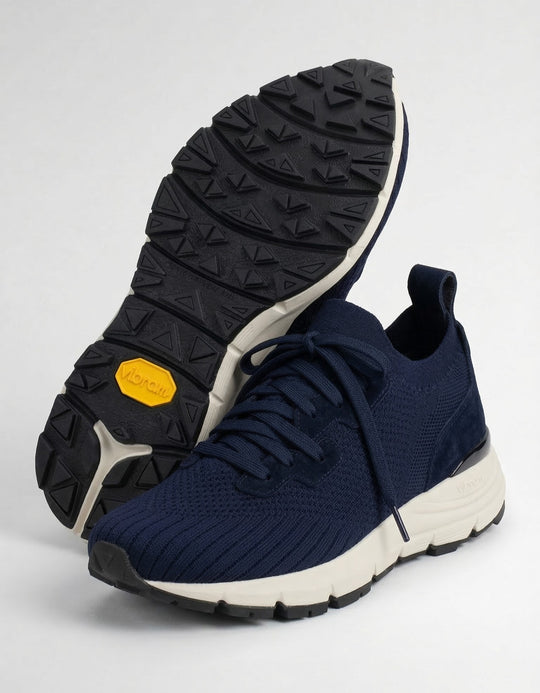 VEYON | Knitted Trainer - Navy Suede | Men's