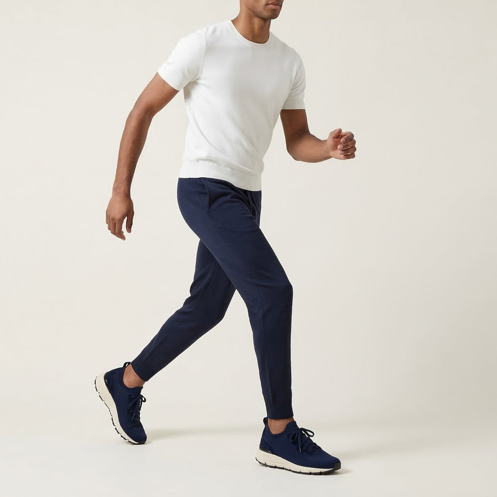 VEYON | Knitted Trainer - Navy Suede | Men's