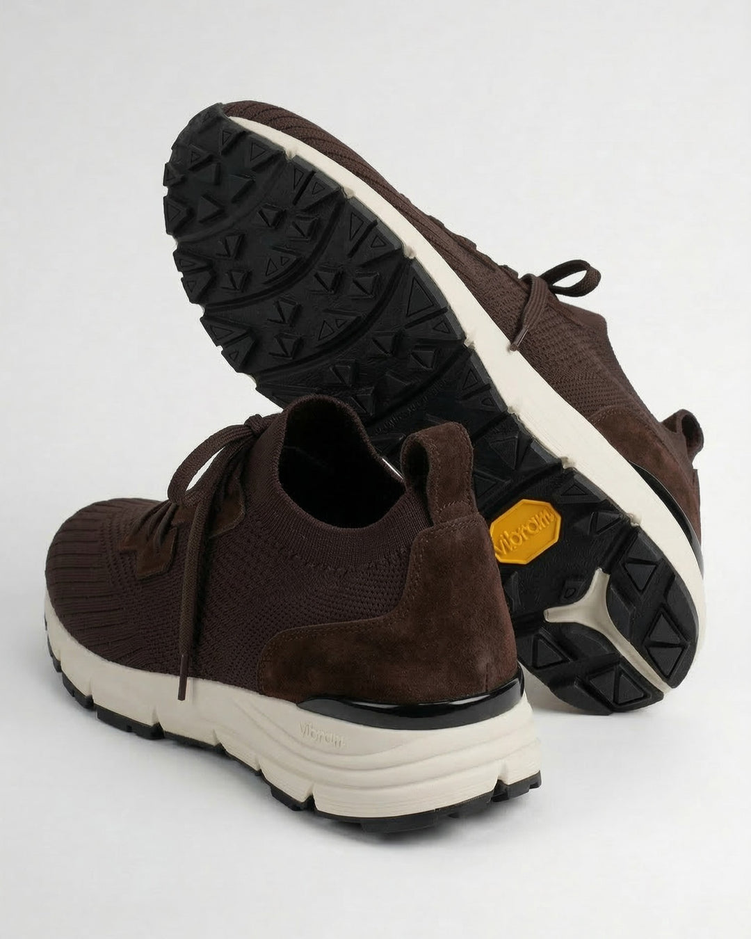 VEYON | Knitted Trainer - Brown Suede | Men's