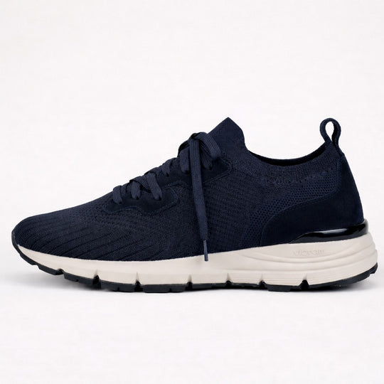 VEYON | Knitted Trainer - Navy Suede | Men's