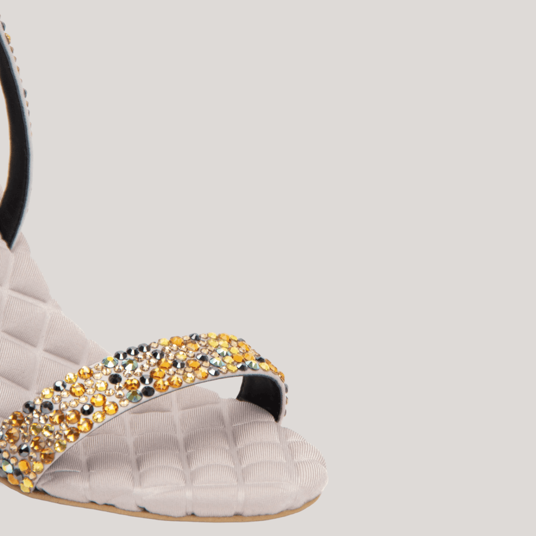 LIZA | Grey - Multicolor Crystal Satin Sandals | Vegan Women's Shoes | AERA | ALLTRUEIST