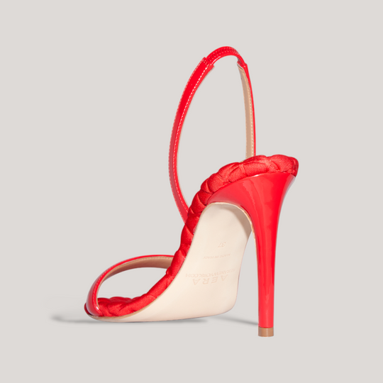VIVIEN | Red Vegan Patent - Slingback Sandals