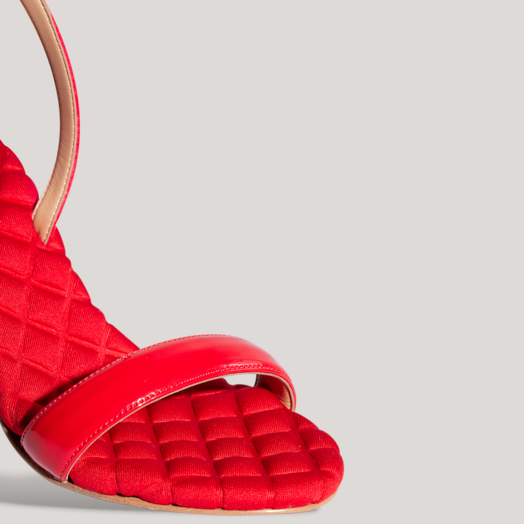 VIVIEN | Red Vegan Patent - Slingback Sandals