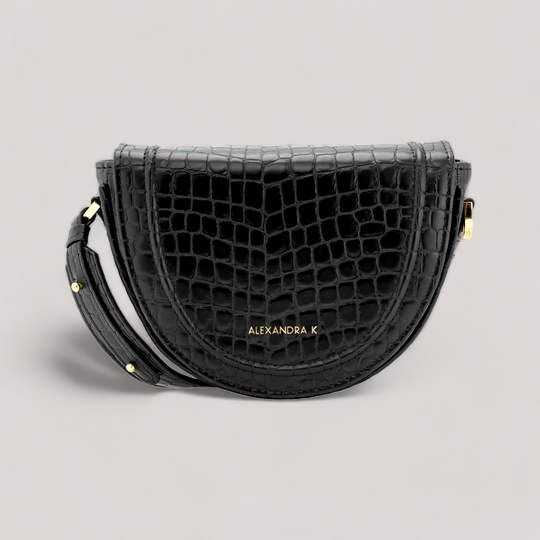Joy Midi - Shoulder Bag - Black Ink Croco | Vegan Handbags | By Alexandra K.. Available at ALLTRUEIST