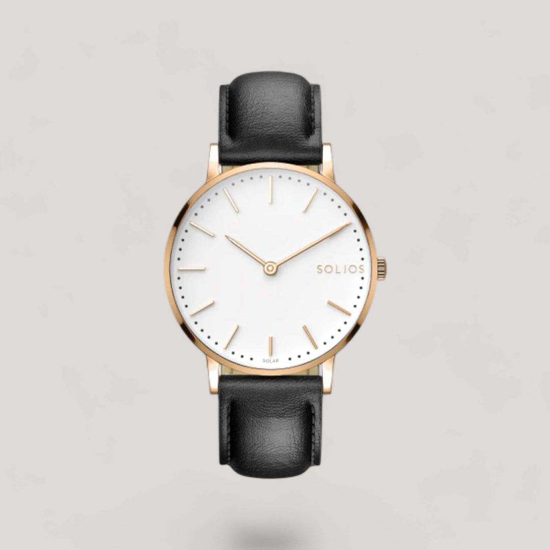 The Solar Classic | White Dial - Rose Gold Case