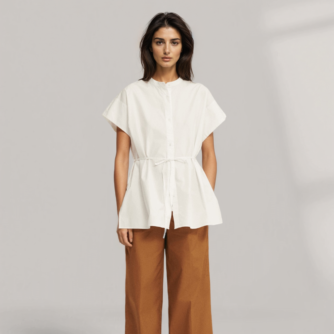 Ella - Mao Collared Shirt - White | Women's | Women's Clothing | Ecoalf | ALLTRUEIST