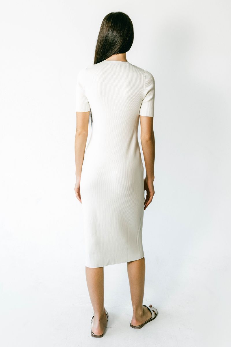 CELESTE | Short Sleeve Crew-Neck Rib Dress