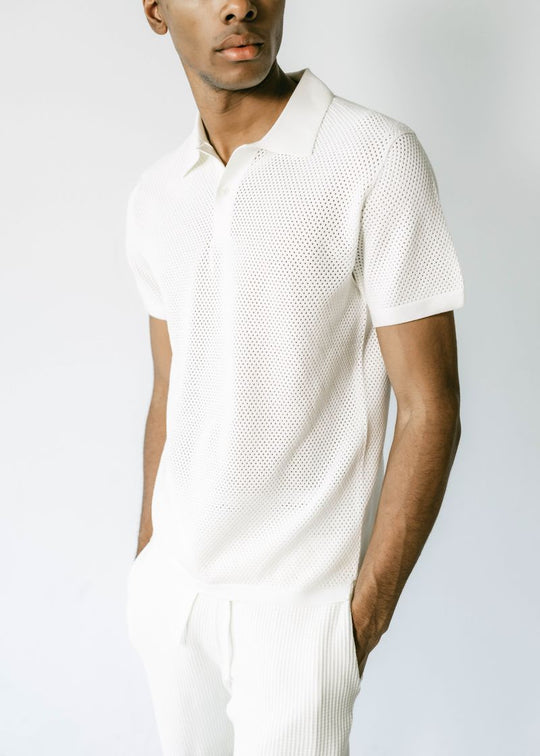 WOODY | Ecoviscose Mesh Polo Short Sleeve Shirt