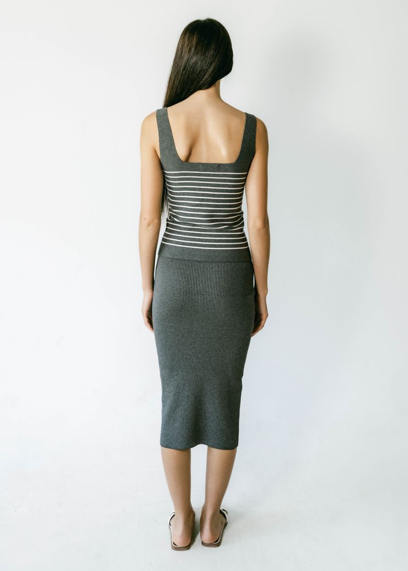 ELLERY | Jupe mi-longue côtelée à taille haute