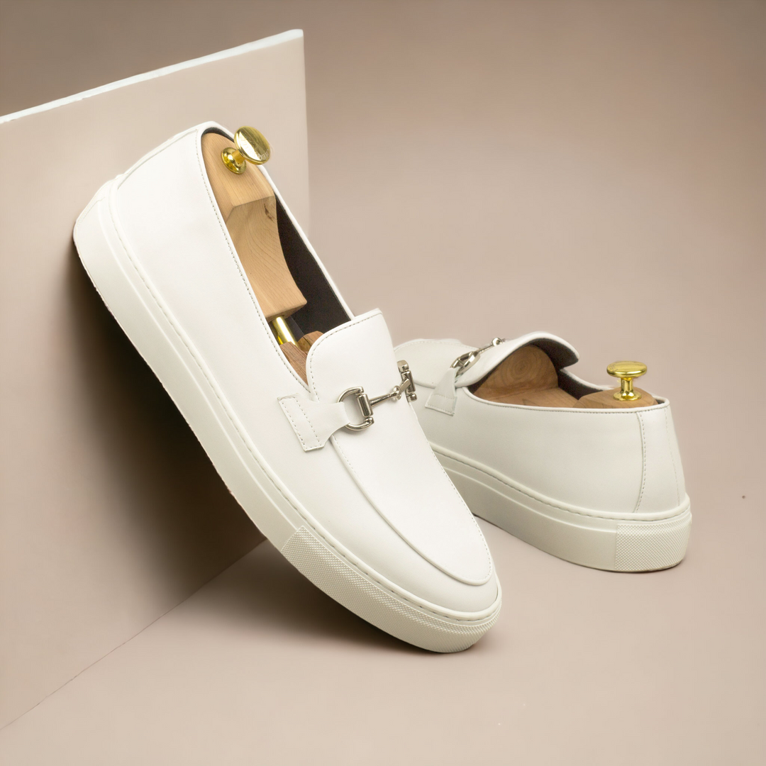 ICARUS | Loafer Sneakers - Metal-Bit - White & Gold | Men's