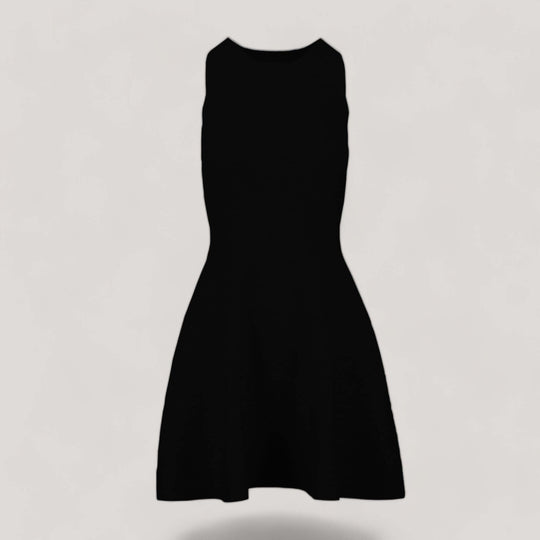 ANNA | Sleeveless Flared Knit Dress | COLOR: BLACK |3D Knitted by ALLTRUEIST