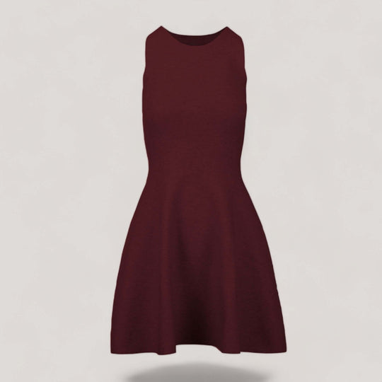 ANNA | Sleeveless Flared Knit Dress | COLOR: BORDEAUX |3D Knitted by ALLTRUEIST