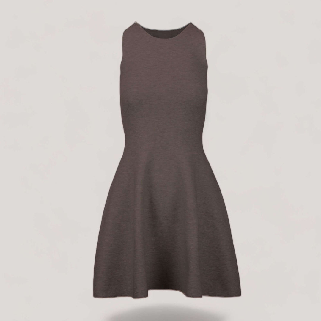 ANNA | Sleeveless Flared Knit Dress | COLOR: BROWN |3D Knitted by ALLTRUEIST