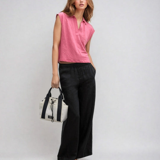 Braganza - Sleeveless Linen Polo Shirt - Gardenia | Women's | Women's Clothing | Ecoalf | ALLTRUEIST
