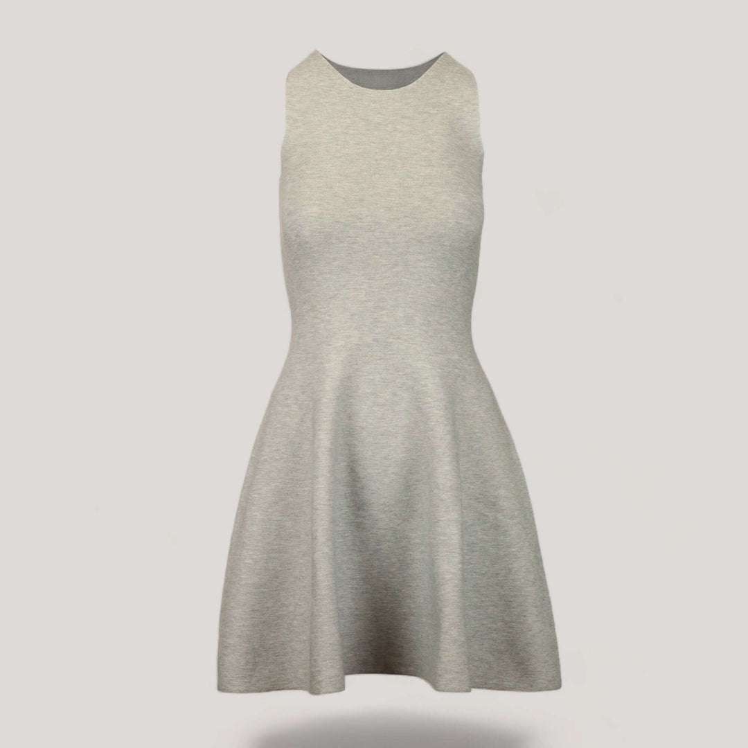 ANNA | Sleeveless Flared Knit Dress | COLOR: CEMENT |3D Knitted by ALLTRUEIST