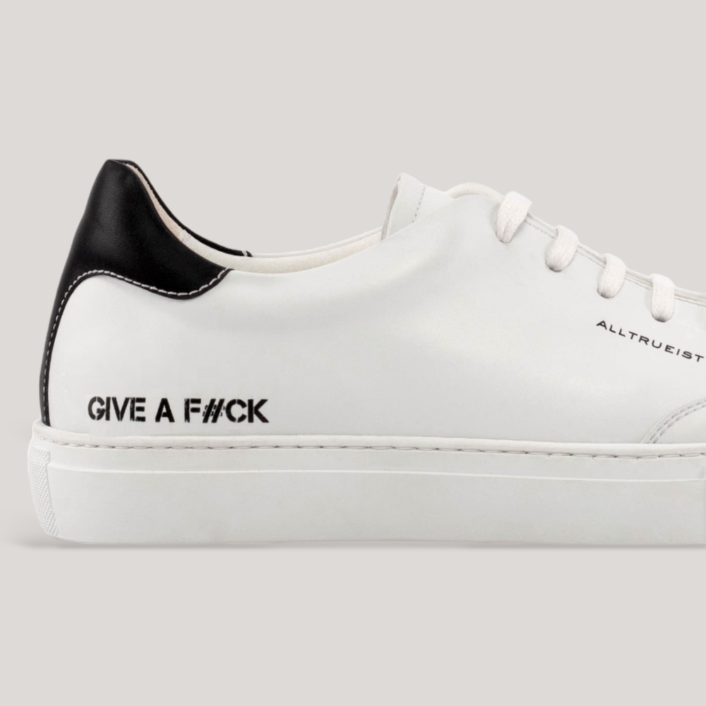 GIVE A F#CK - Special Edition Sneakers - White & Black | Women's | Vegan Women's Shoes | allTRUEist