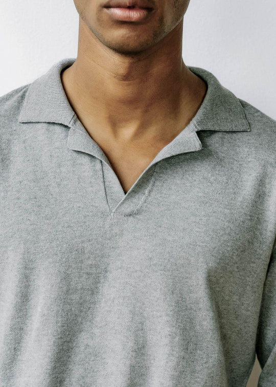 NEIL | Egyptian Cotton Long Sleeve Open Polo