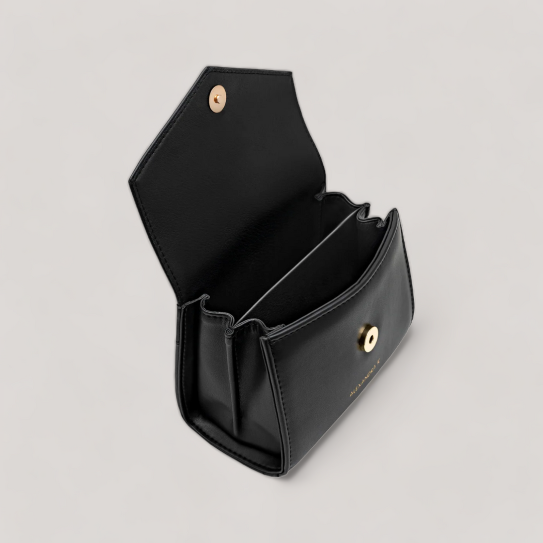 Faith Mini - Top Handle Bag - Black Ink Corn Leather | Vegan Handbags | By Alexandra K.. Available at ALLTRUEIST