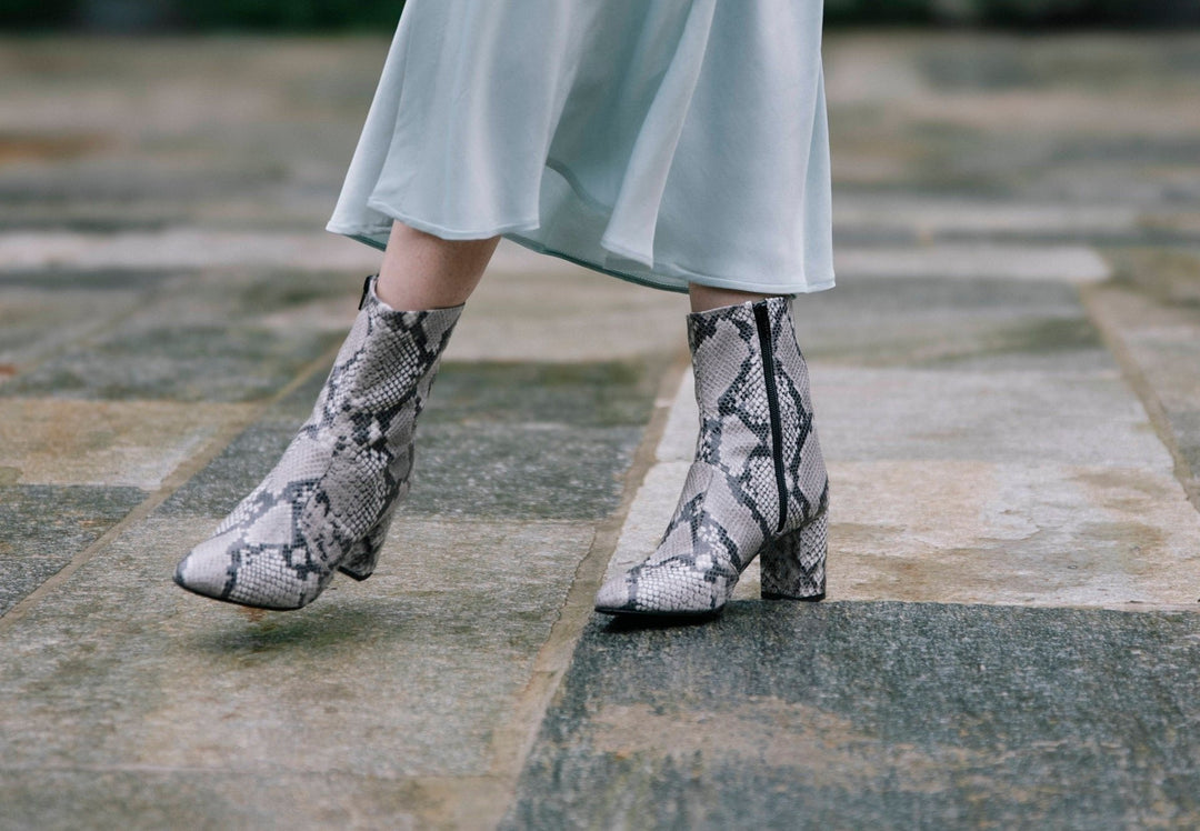 GABY | Beige Faux-Snake Print - Mid-Calf Boots