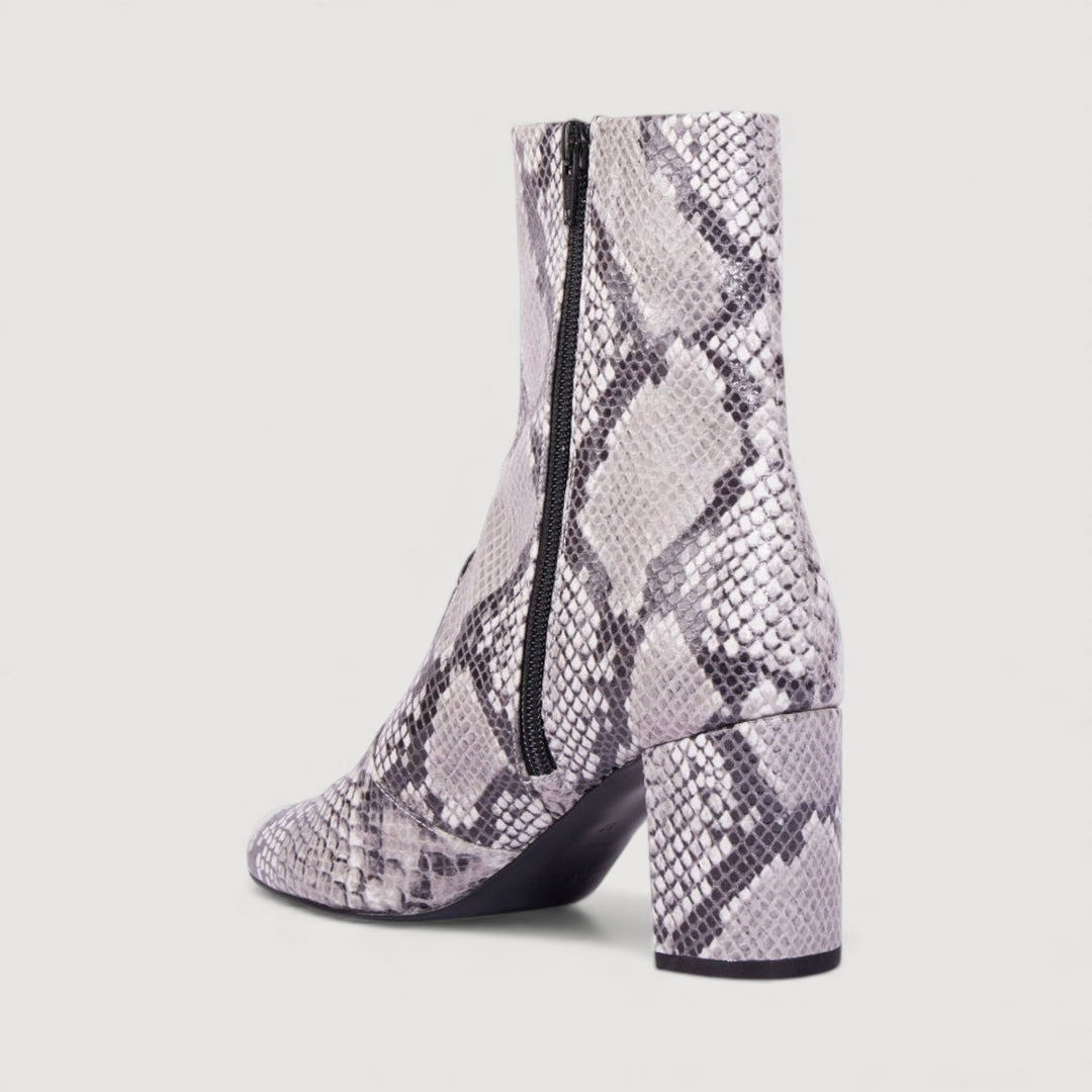 GABY | Beige Faux-Snake Print - Mid-Calf Boots