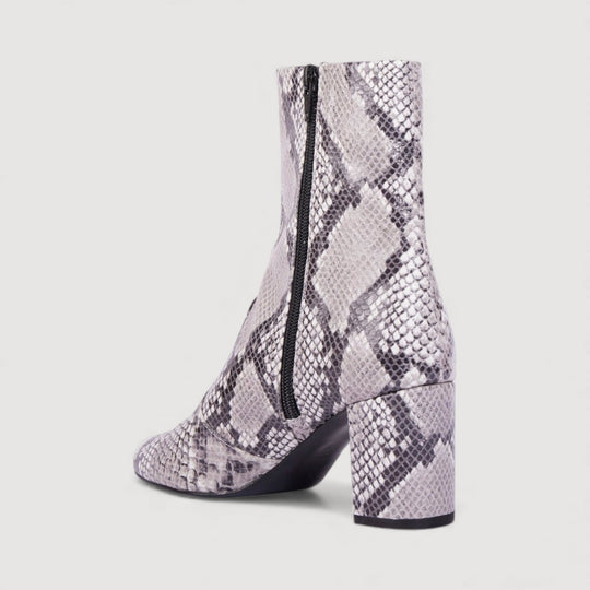 GABY | Beige Faux-Snake Print - Mid-Calf Boots