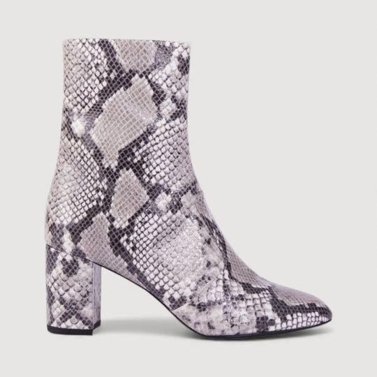 GABY | Beige Faux-Snake Print - Mid-Calf Boots