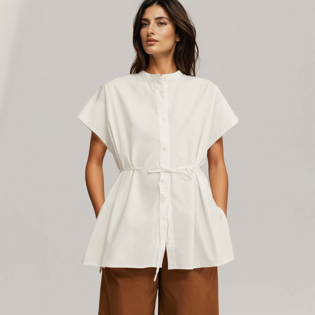 Ella - Mao Collared Shirt - White | Women's | Women's Clothing | Ecoalf | ALLTRUEIST