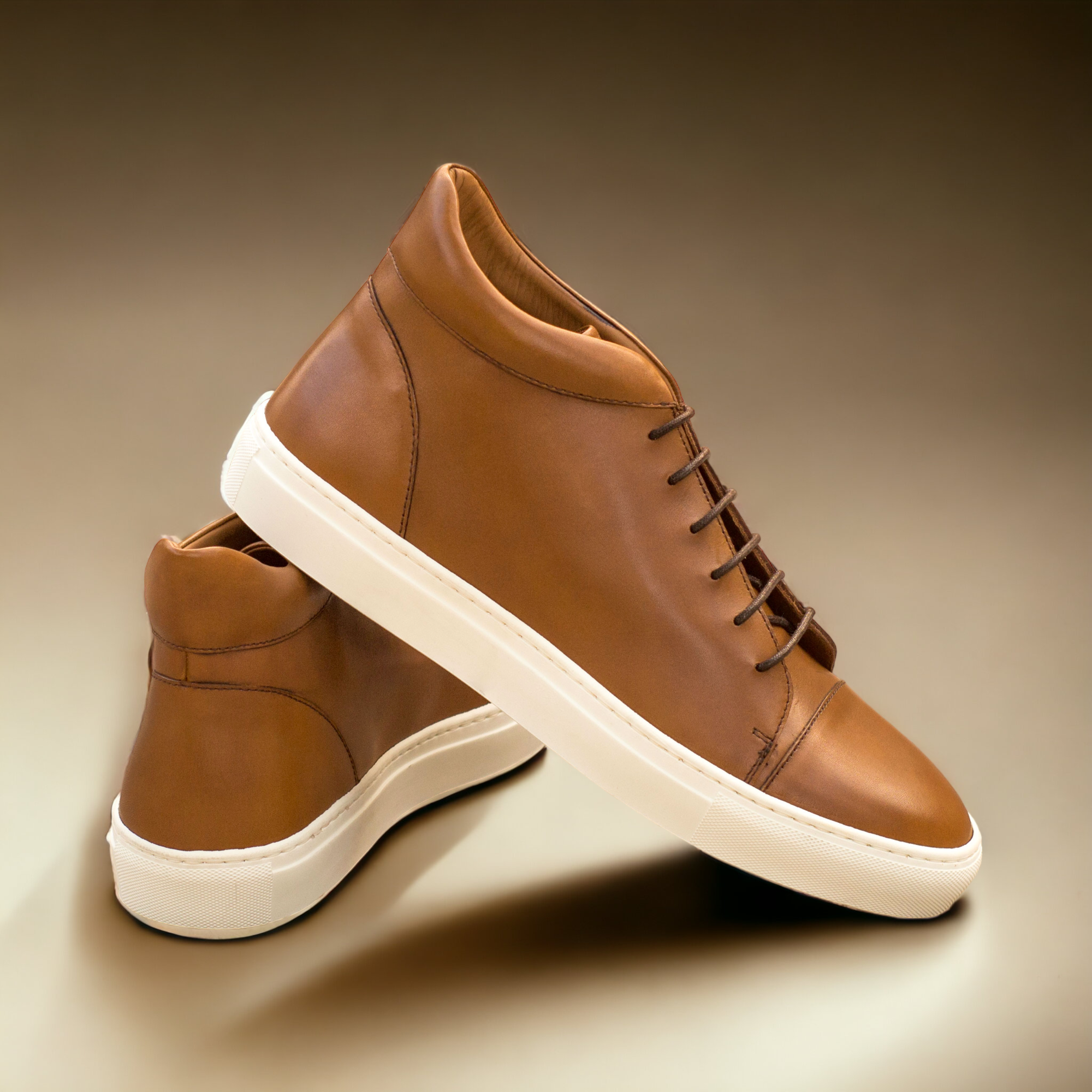 Zenith | High Top Sneaker - Cognac | Luxury Vegan Men's Shoes – allTRUEist