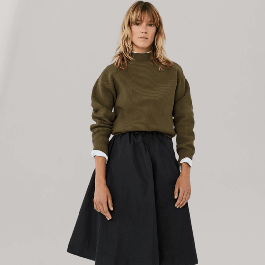 Inma Mock-Neck Knit Sweater - Olive | Women's | Women's Clothing | Ecoalf | ALLTRUEIST