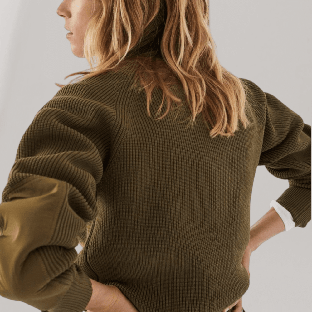 Inma Mock-Neck Knit Sweater - Olive | Women's | Women's Clothing | Ecoalf | ALLTRUEIST