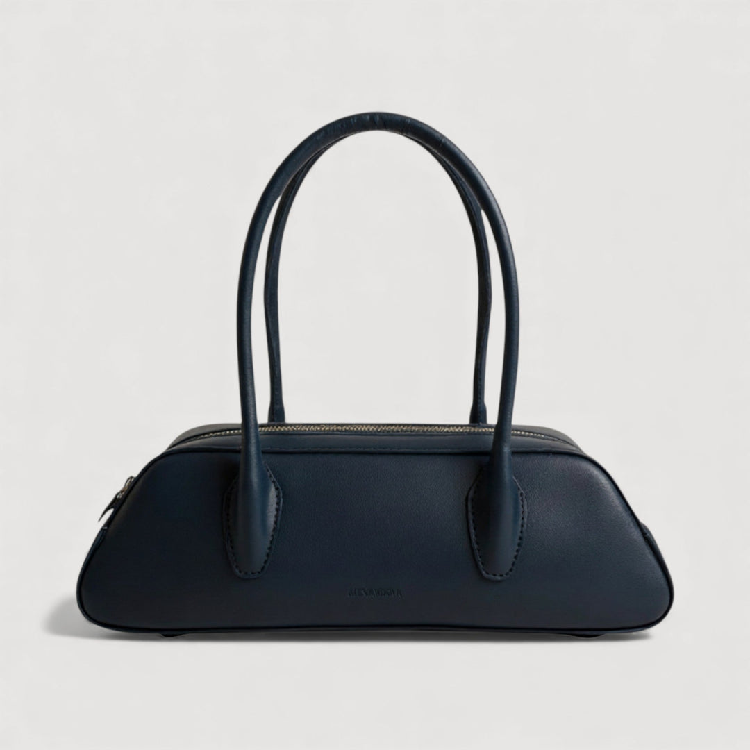 Luna | Midi Shoulder Bag | Black by Alexandra K. with an elongated silhouette, vegan leather, sold on ALLTRUEIST.