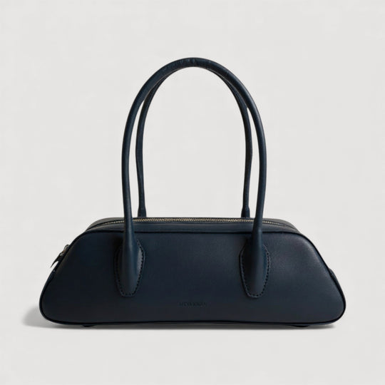 Luna | Midi Shoulder Bag | Black by Alexandra K. with an elongated silhouette, vegan leather, sold on ALLTRUEIST.