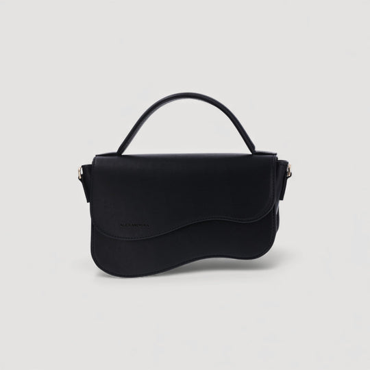 Nami | Mini Crossbody Bag | Black by Alexandra K - Vegan Handbags, sculptural silhouette, Alltrueist, embossed logo, Poland made