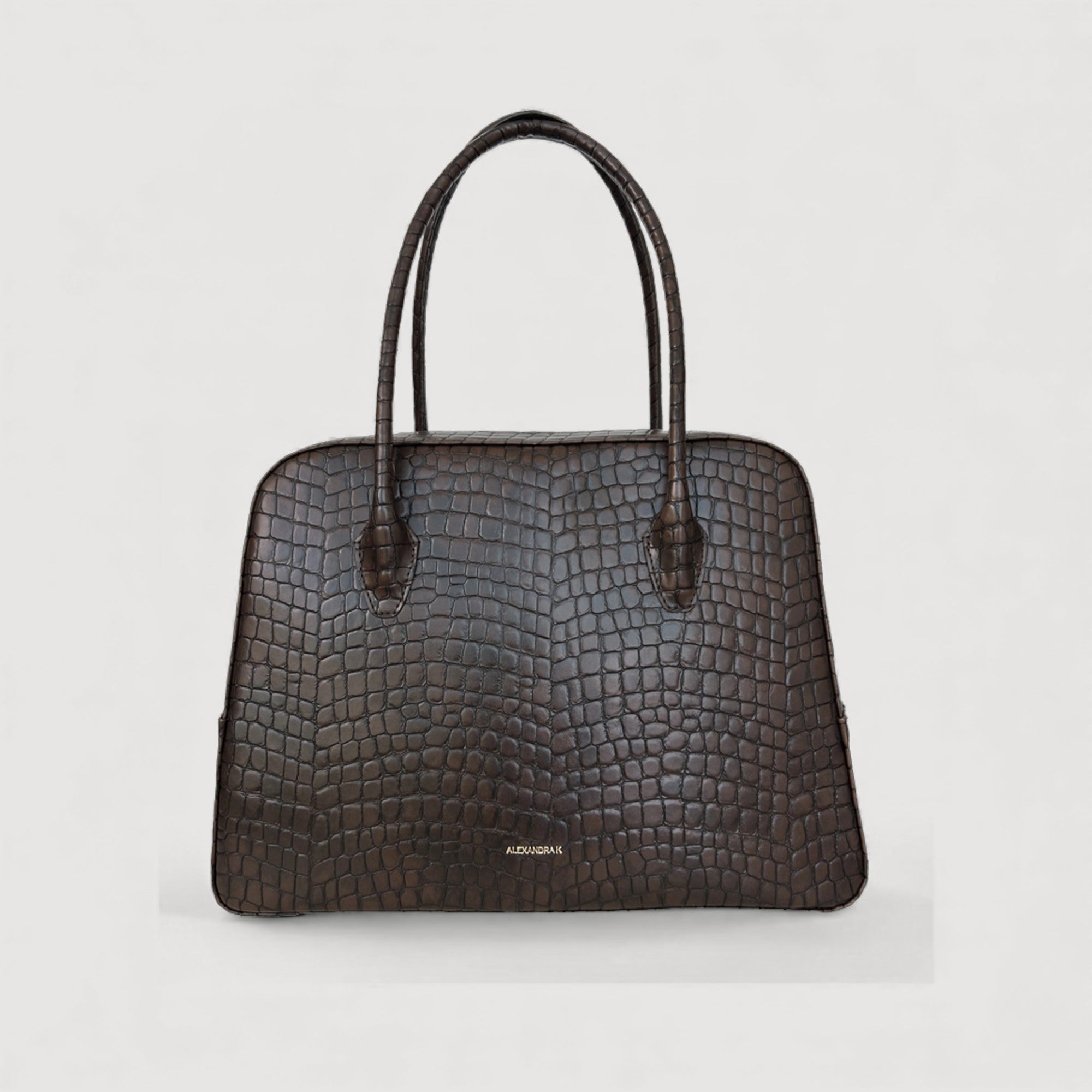Nua | Maxi Tote Bag | Mokka Brown, eco-friendly croc-embossed Italian vegan leather by ALEXANDRA K. VEGAN HANDBAGS at ALLTRUEIST.