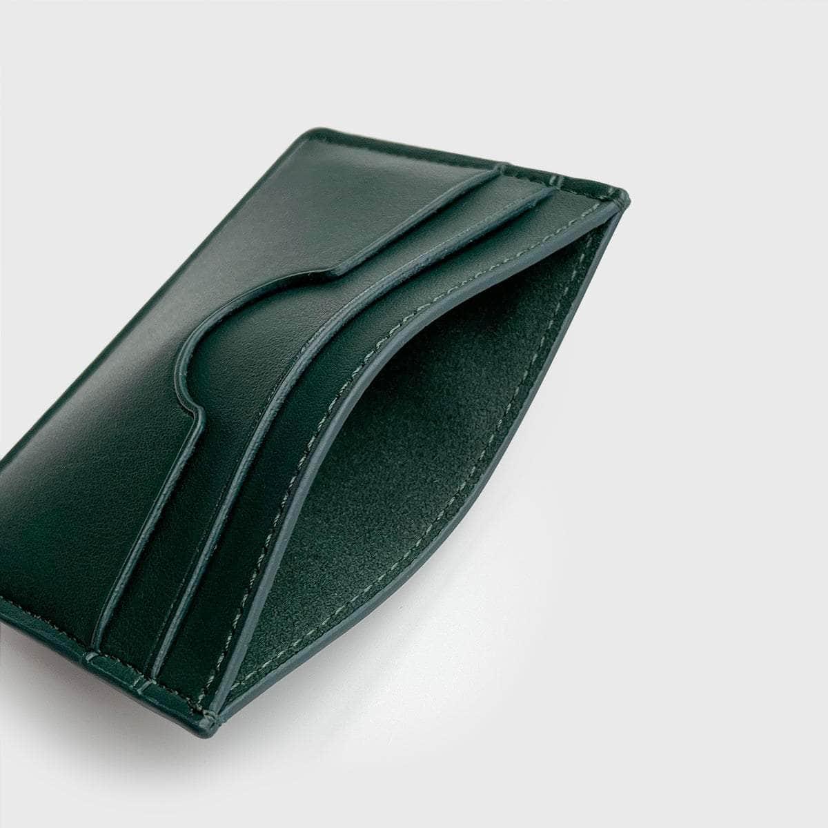 Porte-cartes Femme Vert En Cuir - Mince Et Léger - Portefeuille Compact Pour Quelques Cartes - 7