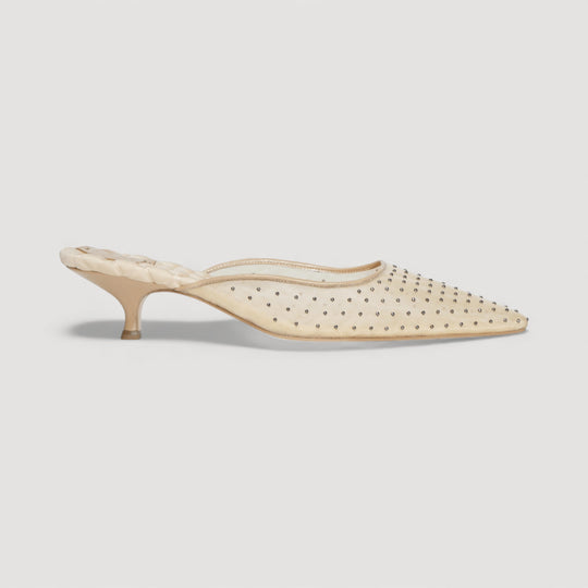 ROSA | Beige - Studded Mules
