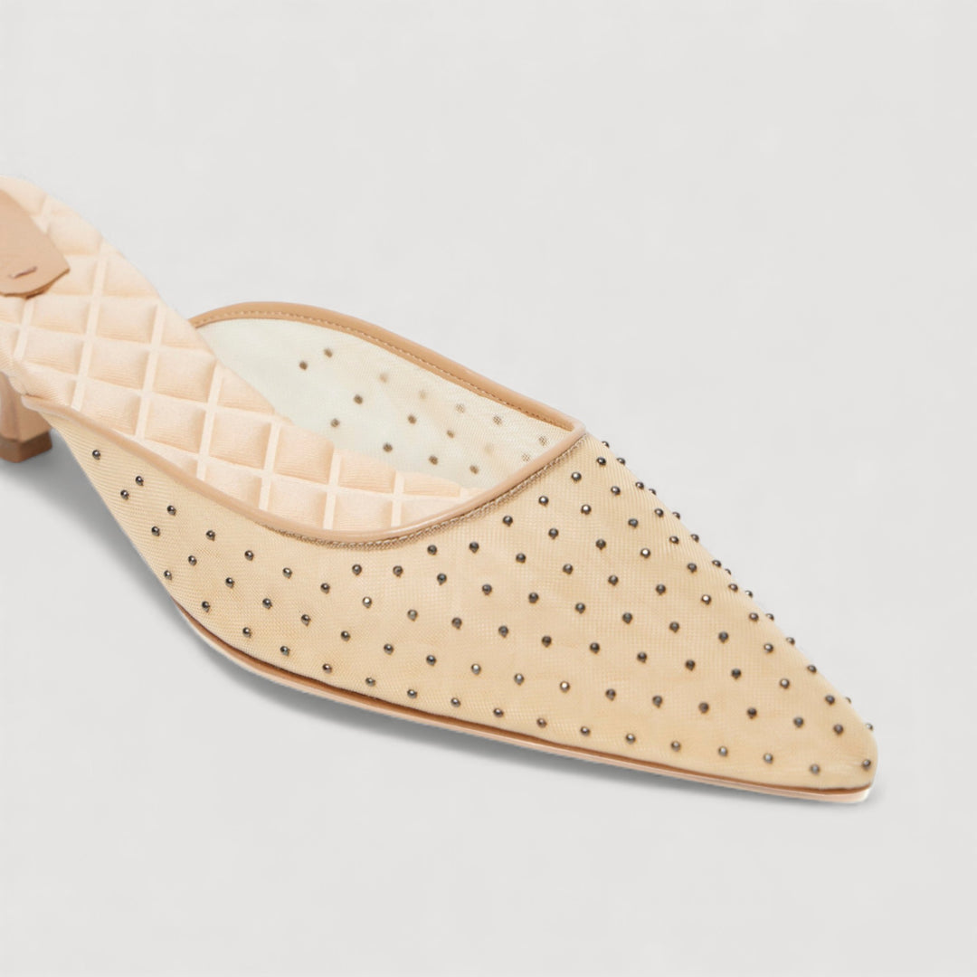 ROSA | Beige - Studded Mules